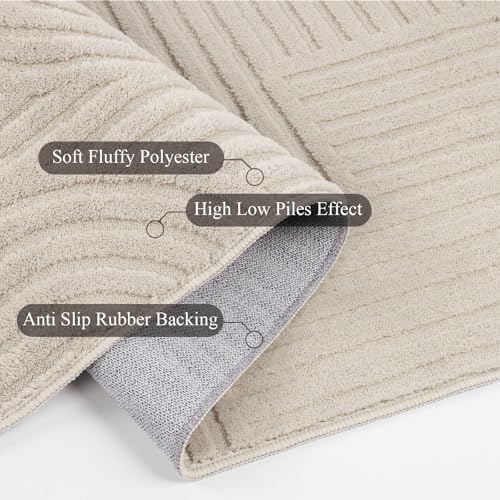 SHACOS Soft Cozy Fluffy Arch Pattern High Low Pile Area Rugs 5'x7' Non Slip - Image 6