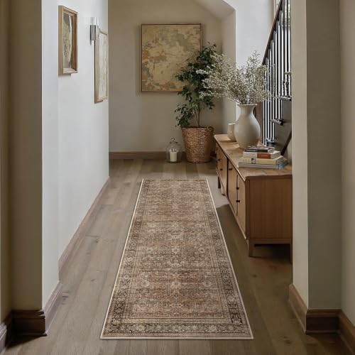Schweek 2x6 Brown Runner Rugs Washable Non Slip Kitchen Rug Hallway Runners - Image 3