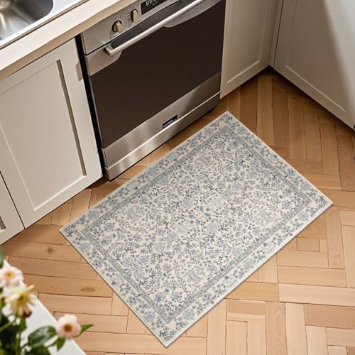 jinchan 2x3 Washable Entryway Area Rug, Floral Non-Slip - Image 2