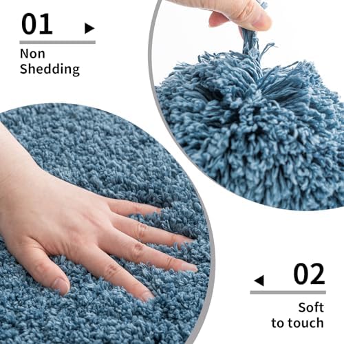 Disolla Toilet Rug 22x24 Blue, Soft Toilet Mat U-Shaped Washable - Image 5