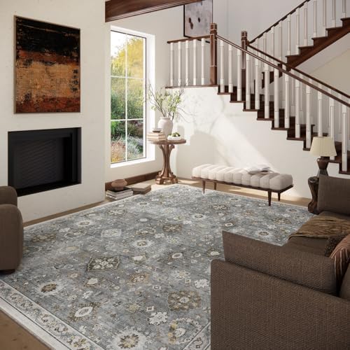 Machine Washable Rug for Living room: 8x10 Area Rugs Boho Vintage Rugs Stain - Image 2
