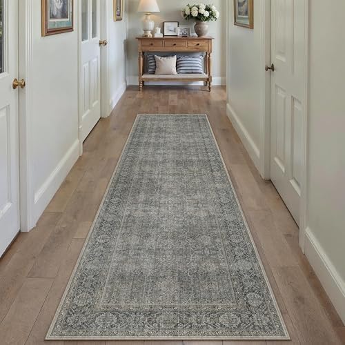 PureCozy Grey Brown Runner Rug 2x8 Vintage Traditional Distressed - Image 3