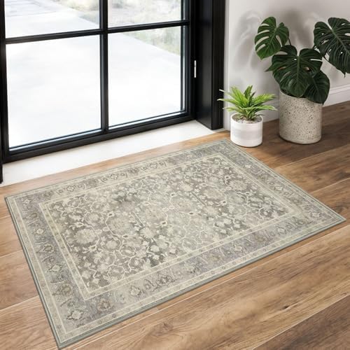 KUTA Vintage 2x3 Rugs for Entryway Washable Kitchen Area Rug Beige by KUTA