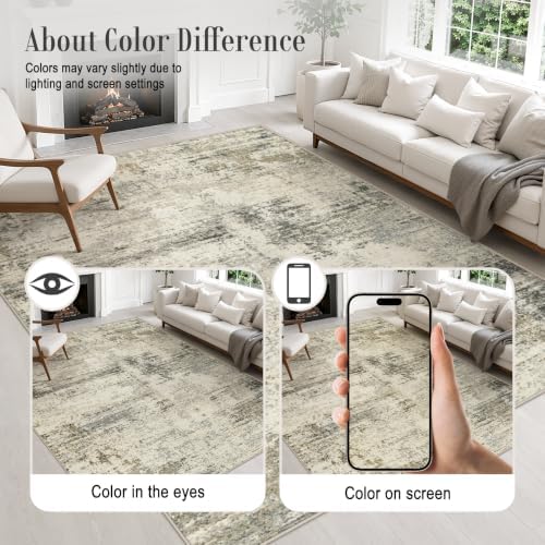 10x12 Area Rug Living Room: Modern Washable Soft Carpet Ash Brown - Image 5