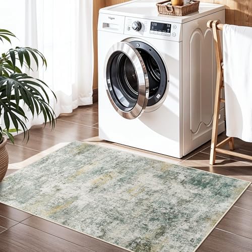 2x3 Runner Rug Washable Abstract: Soft Low Pile Carpet - Image 4