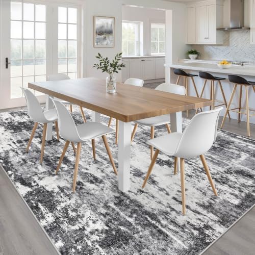 LOONGRUG 10x14 Area Rugs Washable Neutral Living Room Rug Black White - Image 5