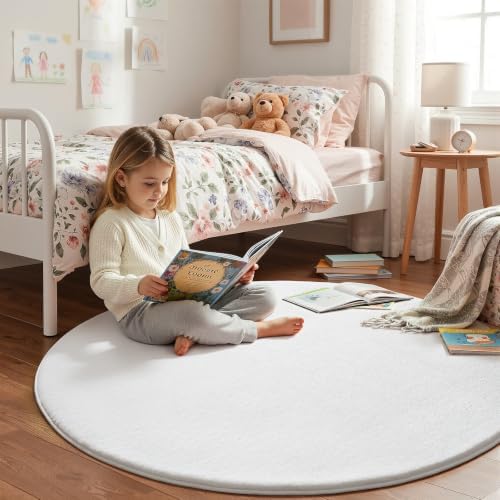 Amearea White Round Area Rugs 5ft Circle Rugs - Image 4