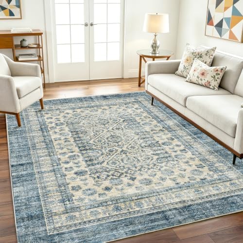 CHAMPLANT Washable Area Rug 10'x14' Boho Design Non-Shedding Easy Care Ideal - Image 2