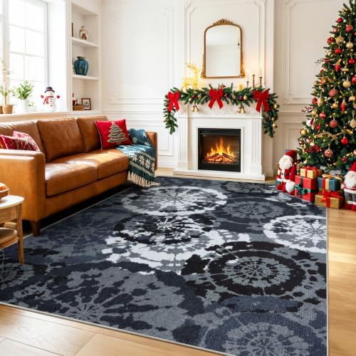 Boho Modern 6x9 Area Rug, Washable Non-Slip Abstract Rug Carpet - Image 3