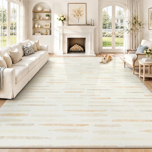 Area Rugs 9x12 Living Room Rug: Washable Geometric Moroccan Neutral Rugs Boho by TENGTENGLINK