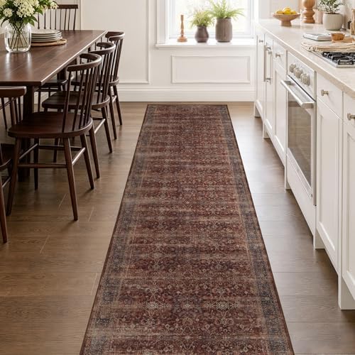 Brick Red 2x10 Rug Runners for Hallways Non Slip, Long Kitchen Runner Rugs Non - Image 3