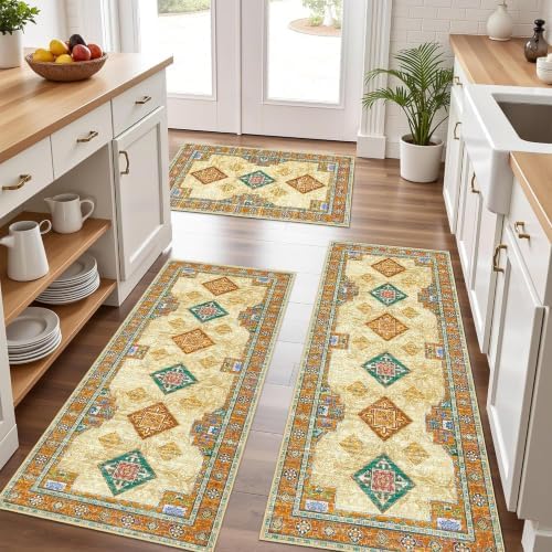 Kitchen Rugs Sets of 3 Non Slip Washable Kitchen Mats by Tritard