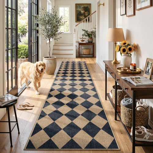 Lahome Checkered Hallways Runner Rug Non Slip - Image 3