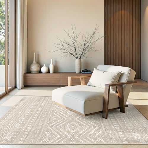 Miukiki 3x5 Washable Area Rug Moroccan Soft Non Slip Entryway Rug Brown by Miukiki