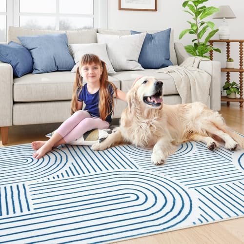 Lahome Abstract Washable Rugs, 4x6 Blue Rug - Image 6