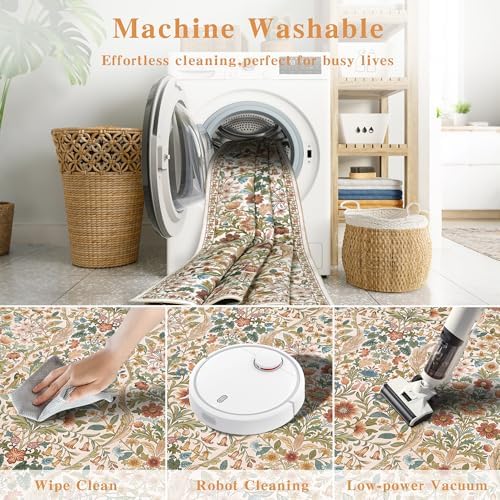 Floral Area Rug 5x7 Washable Botanical Carpet - Image 7