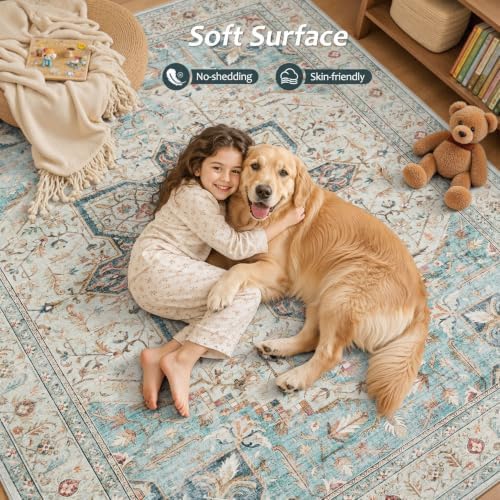 Tortania Area Rug 10x12 Living Room Rug Washable Soft Multi - Image 5