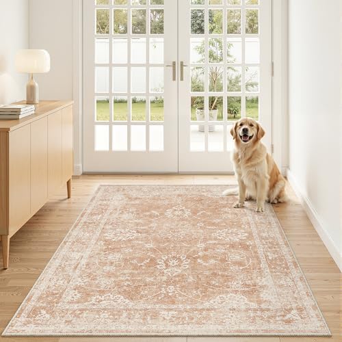 Madane 3x5 Area Rugs for Entryway, Washable Soft Rug Jasper Orange by Madane