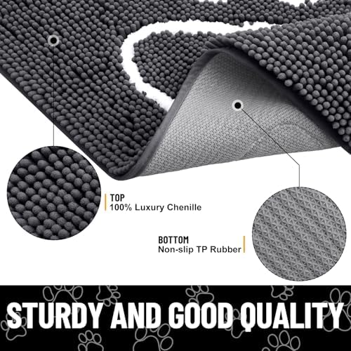 Smiry Dog Door Mat for Muddy Paws, Absorbent Non Slip Dirt Trapper - Image 3