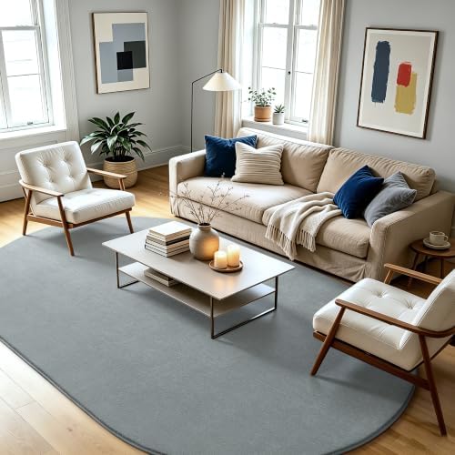 LOCHAS Soft Oval Rug 5x8, Washable Grey Area Rugs - Image 6