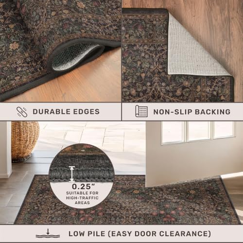 Vintage Washable Dark Brown Rugs - Image 5