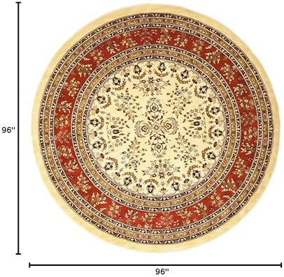 SAFAVIEH Lyndhurst Round Rug 8', Traditional Ivory & Rust LNH331R - Image 2