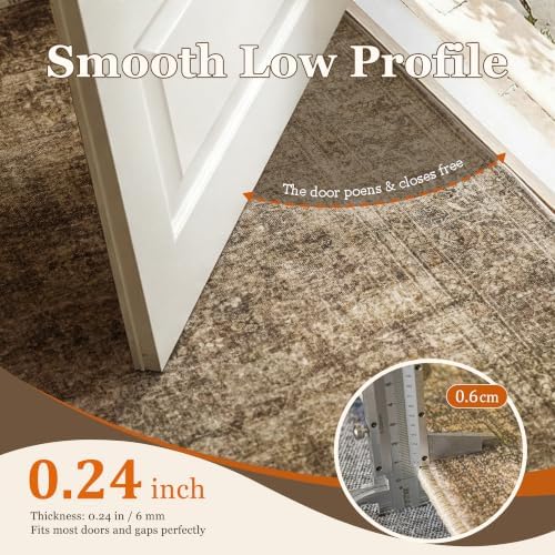 5x7 Washable Brown Neutral Vintage Distressed Area Rug - Image 5