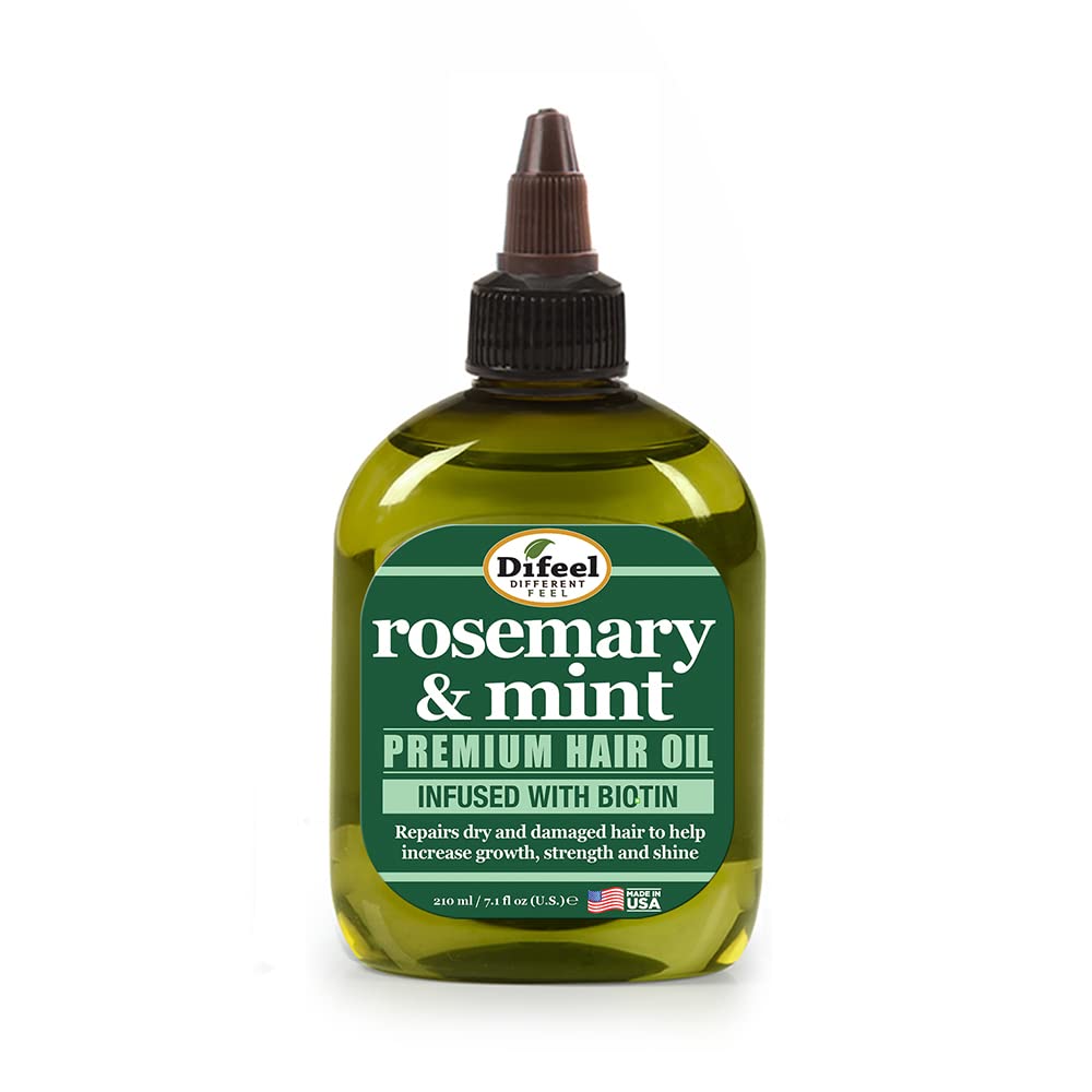 Difeel Rosemary and Mint Premium Hair Oil with Biotin 7.1 oz. (PACK OF 2) - Made with Natural Mint & Rosemary Oil for Hair Growth