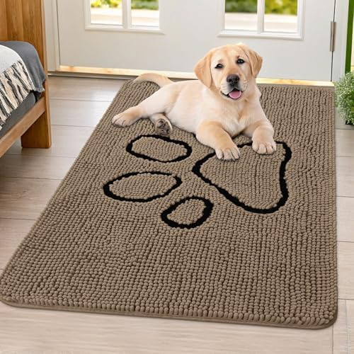 Smiry Dog Door Mat for Muddy Paws, Absorbent Non Slip Dirt Trapper by Smiry