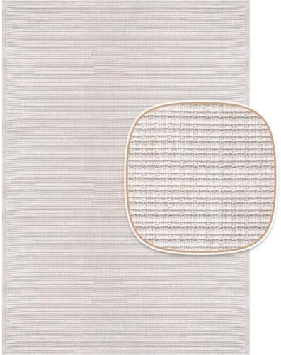 Beverly Rug Easy Jute Off White Rug 8x10 Solid Washable Durable Outdoor Indoor - Image 3