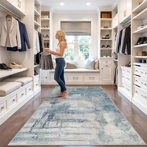 4x8 Blue Modern Abstract Rug:Wide Area Rug - Image 4