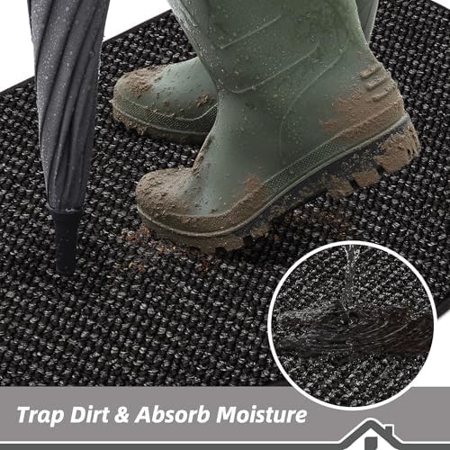 BEQHAUSE Dirt Trapper Door Mat 26" x 40" Half Circle Non Slip Rugs - Image 3