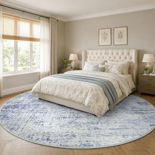 4ft Round Abstract Washable Area Rug - Image 3