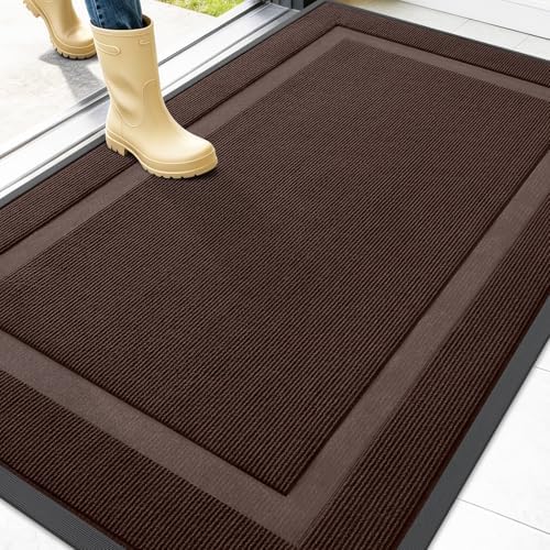 OLANLY Front Door Mat Outside 47x34, All-Season Heavy-Duty Rubber Doormat by OLANLY