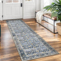 KUTA Vintage Washable Runner Rug 2x7 Blue Grey Beige Runners by KUTA