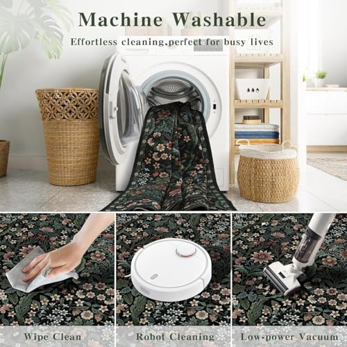 2’6″x 8’Floral Runner Rug for Kitchen Washable Hallway Runner - Image 7