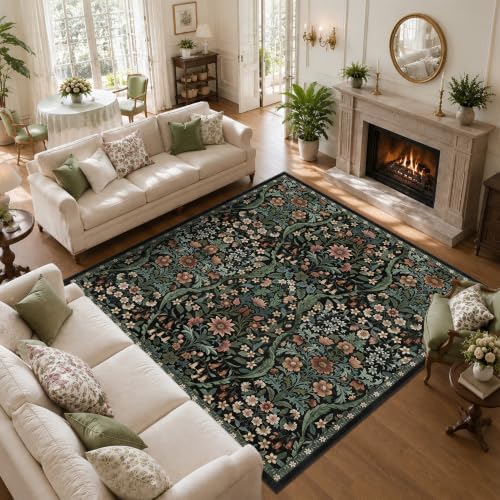 8x8 Square Rug Floral Washable Rug by NakedCloud