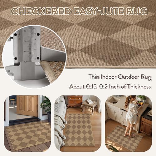 Lahome Checkered Easy Jute Front Door Mat, 2x3 Entryway Outdoor Rug - Image 5
