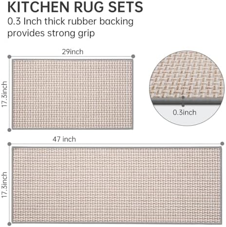 eqivei Kitchen Rugs and Mats Non Skid Washable Set of 2 PCS, Absorbent Runner - Image 2