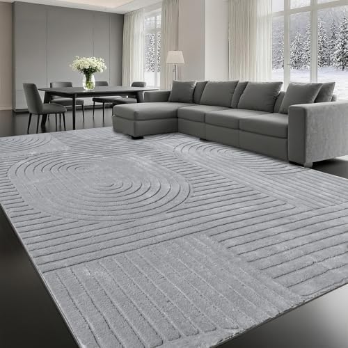 Grey Solid Area Rug 8x10, Large Washable Soft Rugs by MATIIUICarpet