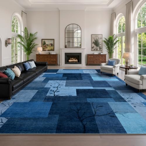 Large Area Rugs for Living Room, Modern Geometric Patchwork Carpet Non-Slip by Chewoo