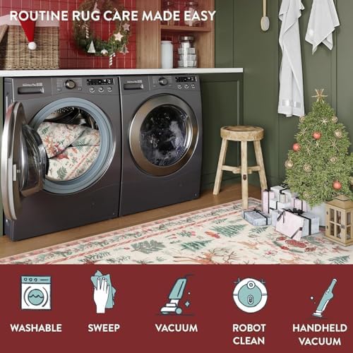 Lahome Christmas 5x7 Rugs for Living Room, Christmas Tree Santa Claus Soft - Image 2