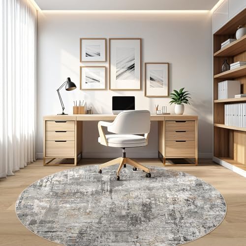 LOONGRUG Round Rug 10x10 Washable Circle Large Neutral Modern Abstract Rug - Image 7