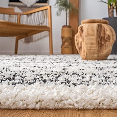 SAFAVIEH Arizona Shag Runner Rug 2'3"x6', Soft Plush Ivory & Black ASG741Z - Image 5