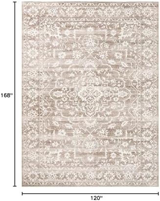 Soalmost Living Room 10x14 Area Rugs, Washable Soft Rug Light Brown - Image 2
