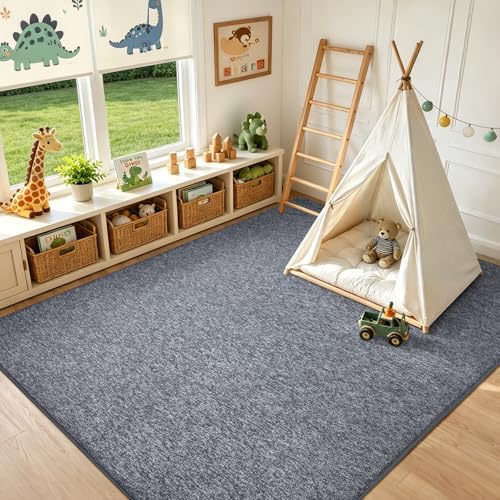 8x10 Large Grey Blue/White Area Rug Non-Slip Washable - Image 5