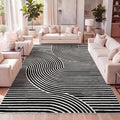 JONATHAN Y Hallie High-Low Curve Black/White 4x6 Indoor Area Rug, Minimalist by JONATHANY