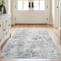 4x5 Washable Area Rug: Wide Abstract Neutral Entryway Carpet BlueGray by Puino