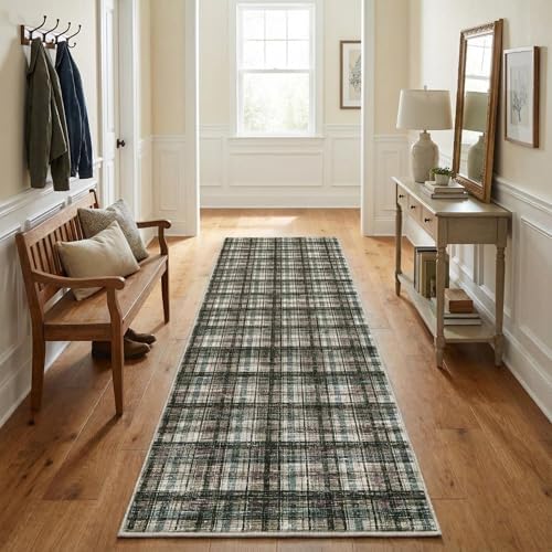 Garvee Washable Runner Rug for Hallway 2x6 Runner Non Slip Teal&Dark Brown - Image 2