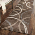 Rugshop Wavy Circles Modern Non-Shedding Runner Rug Brown 2'7" x 6' by Rugshop